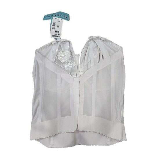 Goddess White Longline Corset Bustier Strapless Bra NWT Women's 34FF - Picture 8 of 9